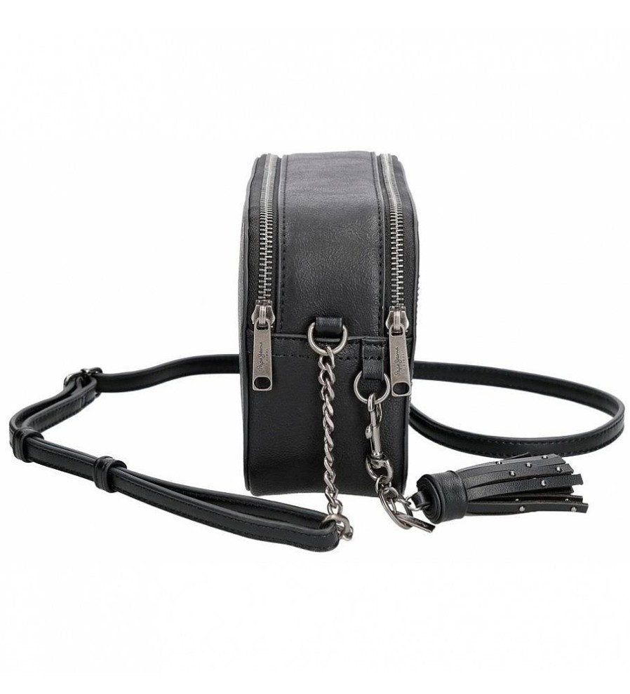 Mujer Pepe Jeans Bolsos | Bandolera Doble Compartimento Pepe Jeans Donna Negro