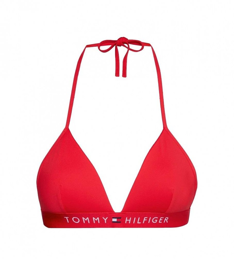 Mujer Tommy Hilfiger Moda Bano | Top Bikini Relleno Rojo