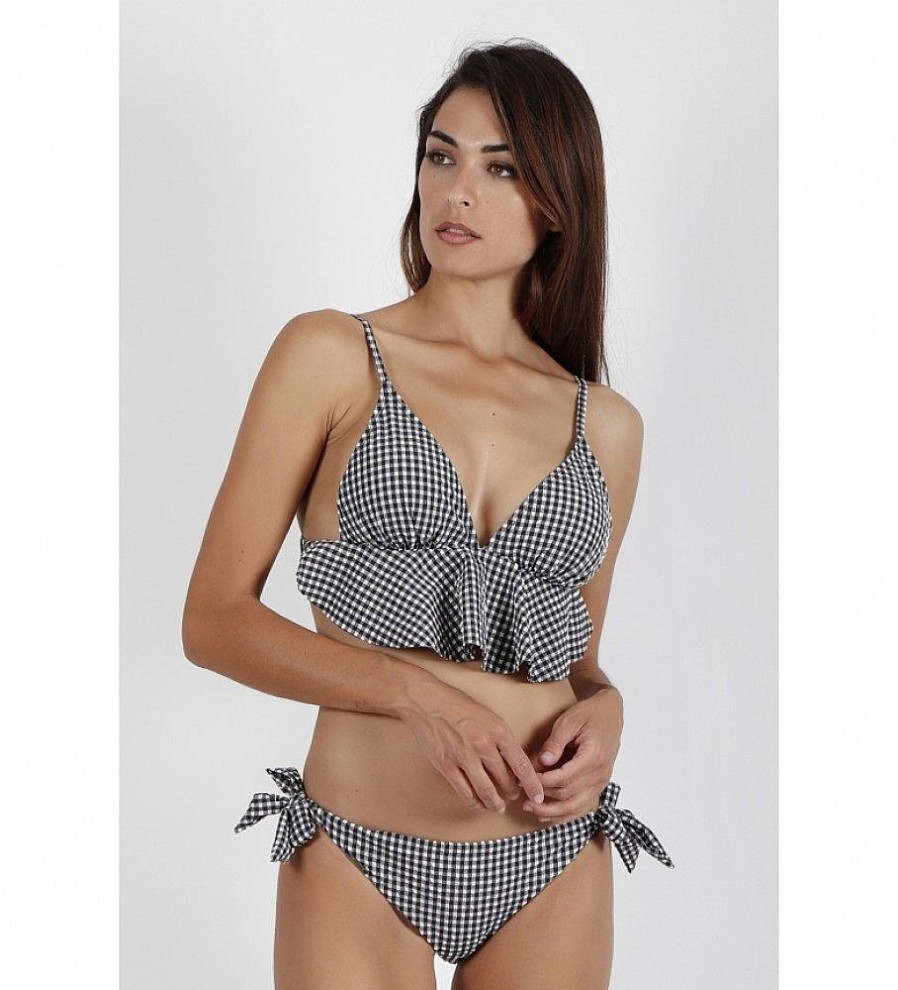 Mujer Admas Moda Bano | Bikini Triangulo Copa Sweet Vichy Negro