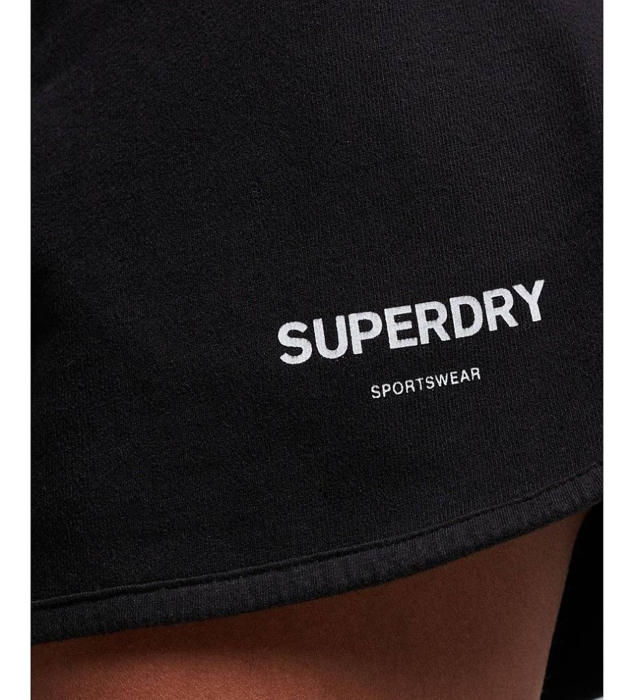 Mujer Superdry Pantalones | Pantalon Corto De Chandal Core Sport Negro