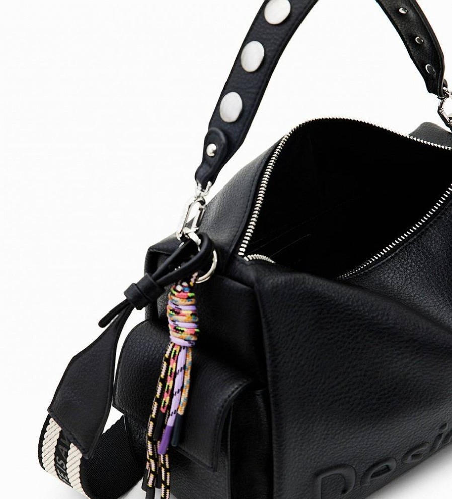 Mujer Desigual Bolsos | Bolso Half Logo Habana Negro