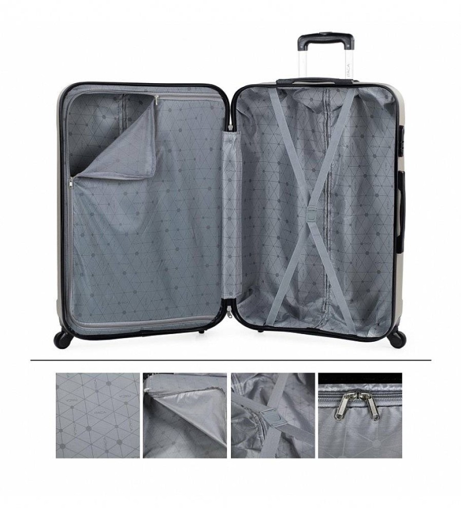 Mujer ITACA Viaje | Maleta De Viaje Grande Xl Rigida 4 Ruedas 771170 Champagne -73X48X28Cm-