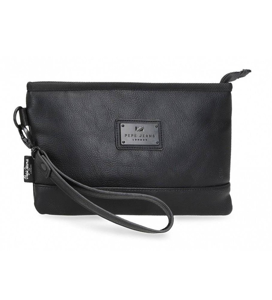 Mujer Pepe Jeans Bolsos | Bolsa De Mano Egham Con Asa Lateral Negro