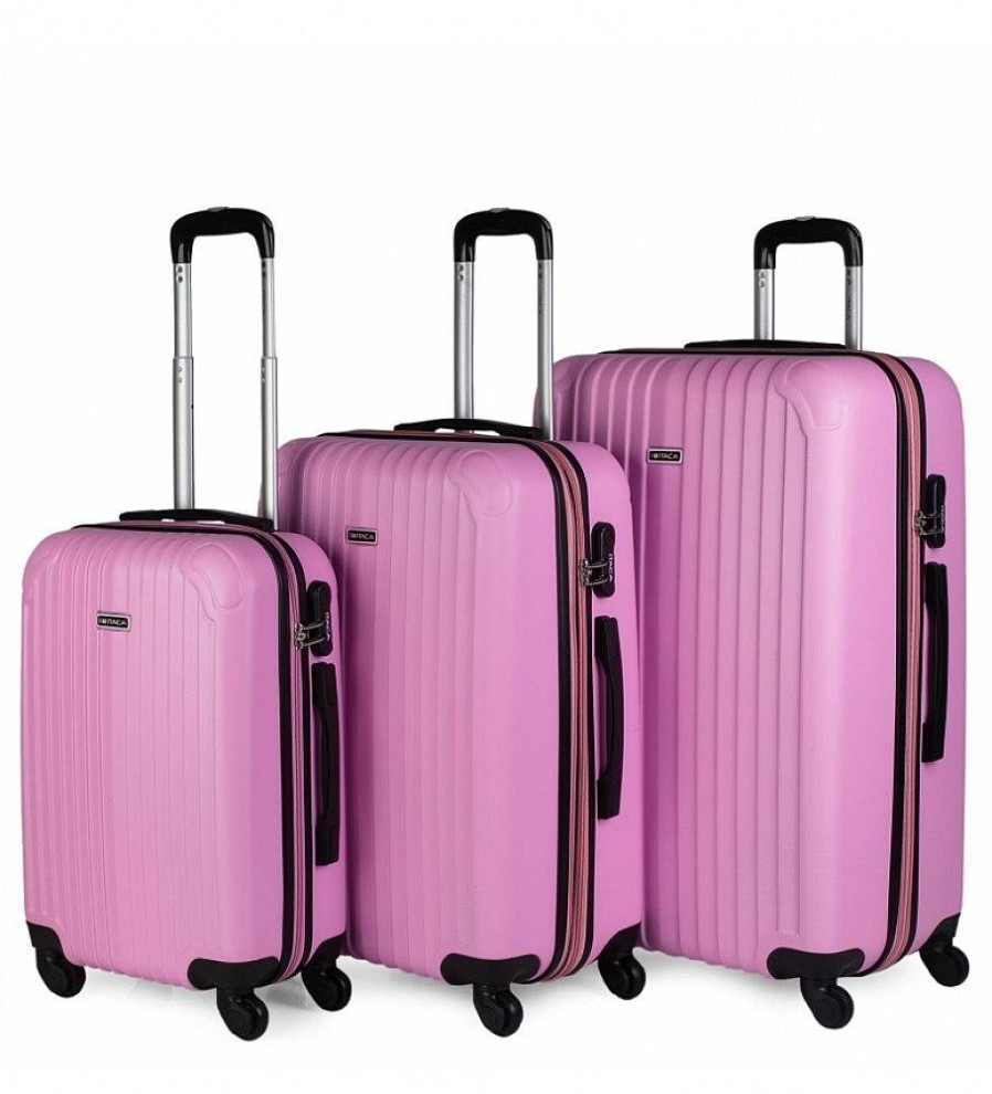 Mujer ITACA Viaje | Juego Maletas De Viaje Rigidas De 4 Ruedas T71500 Rosa -55X38X20Cm-