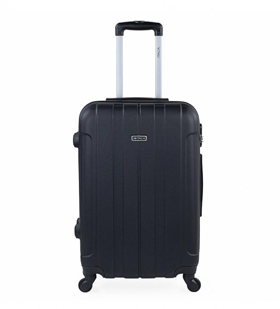 Mujer ITACA Viaje | Maleta De Viaje Mediana Rigida 4 Ruedas 771160 Negro -63X42X24Cm-