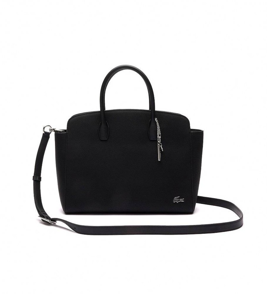 Mujer Lacoste Bolsos | Bolso De Lona Revestida Daily Lifestyle Negro