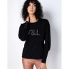 Mujer Victorio & Lucchino, V&L Sudaderas Y Jerseis | Jersey Perlas Cuello Caja Con Botones En Manga Negro