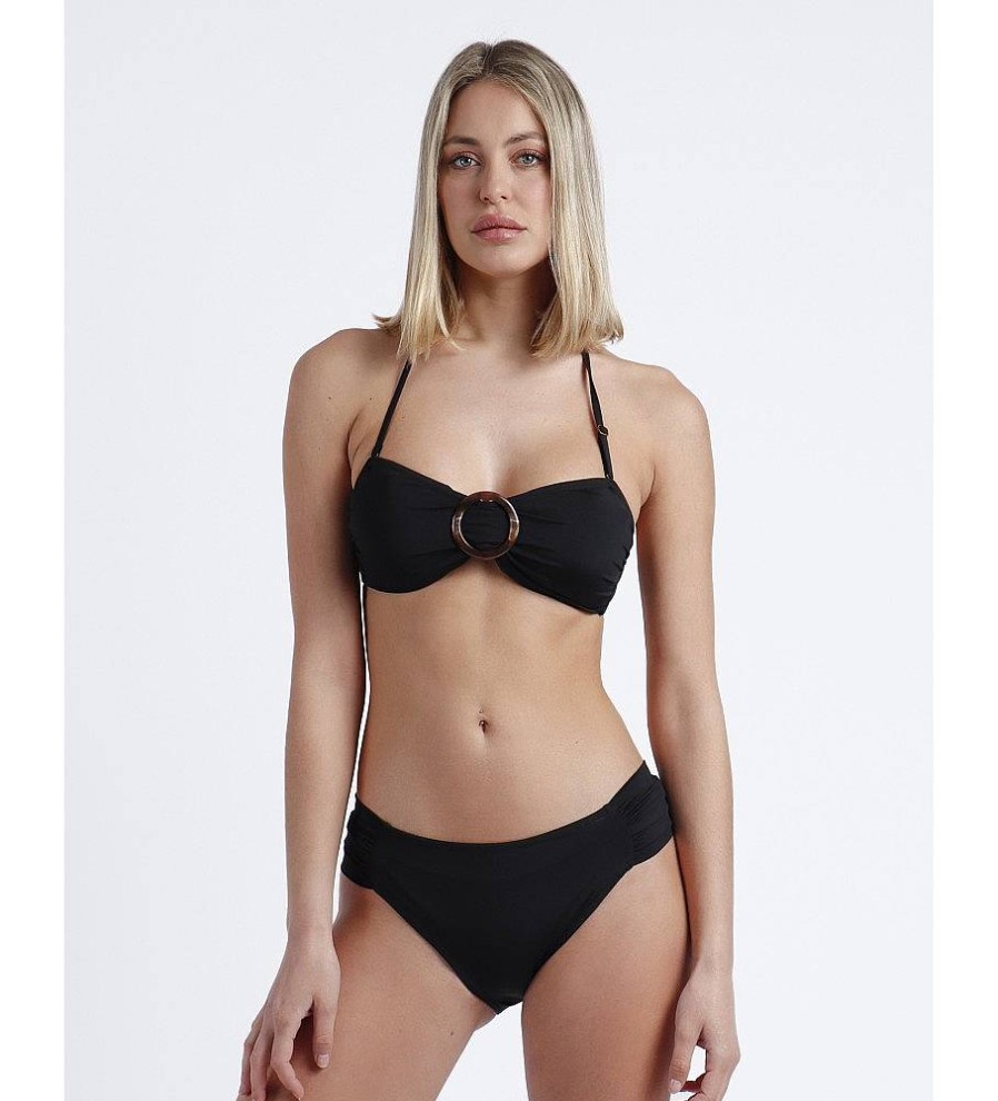 Mujer Admas Moda Bano | Bikini Bandeau Shell Negro