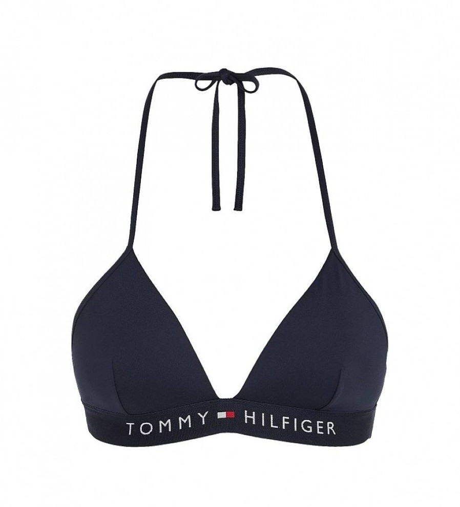 Mujer Tommy Hilfiger Moda Bano | Top Bikini Relleno Marino