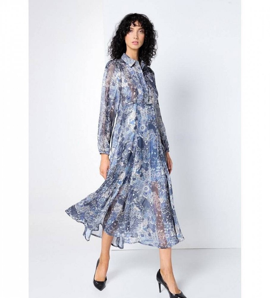 Mujer Victorio & Lucchino, V&L Vestidos | Vestido Midi Fluido Con Estampado Floral Azul