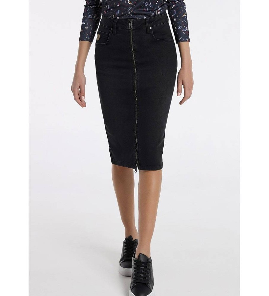 Mujer Lois Faldas | Falda Tejana 132661 Negro