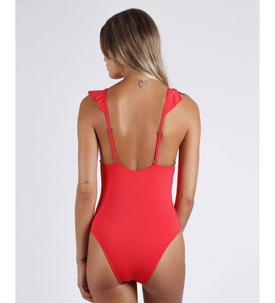 Mujer Admas Moda Bano | Banador Copa Summer Frill Rojo