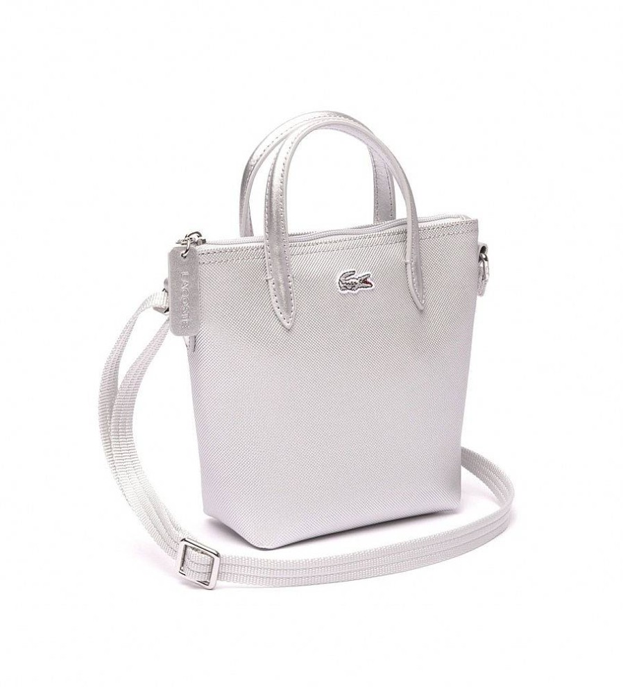 Mujer Lacoste Bolsos | Bolso Tote L.12.12 Mini Pique Plateado