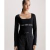 Mujer Calvin Klein Jeans Camisetas | Top De Manga Larga De Punto Milano Negro