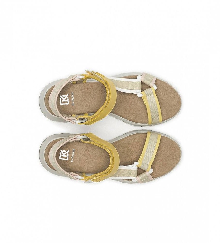 Mujer Dorking by Fluchos Sandalias | Sandalias De Piel Lais D9022 Amarillo -Altura Cuna 6Cm-