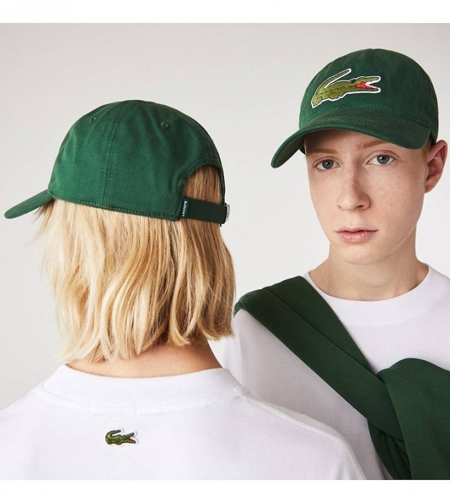 Mujer Lacoste Gorras Y Gorros | Gorra Ajustable En Sarga Verde Oscuro