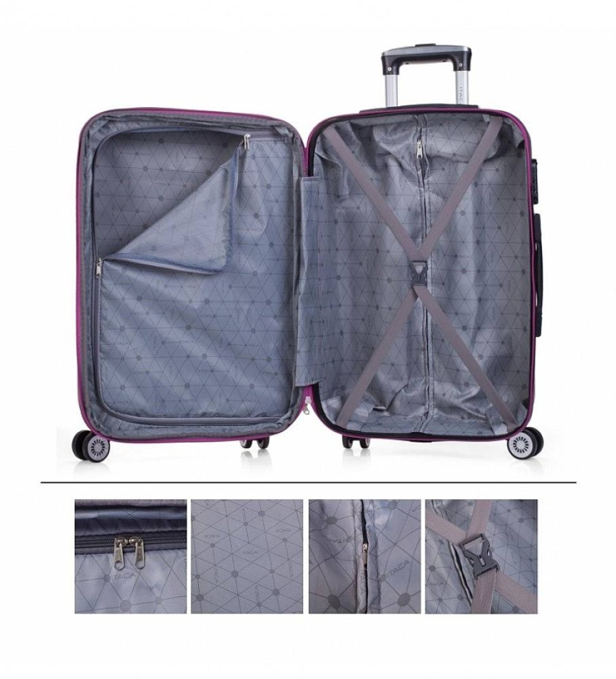 Mujer ITACA Viaje | Maleta De Viaje Rigida 4 Ruedas Mediana Trolley 71260 Morado -65X42X26Cm-