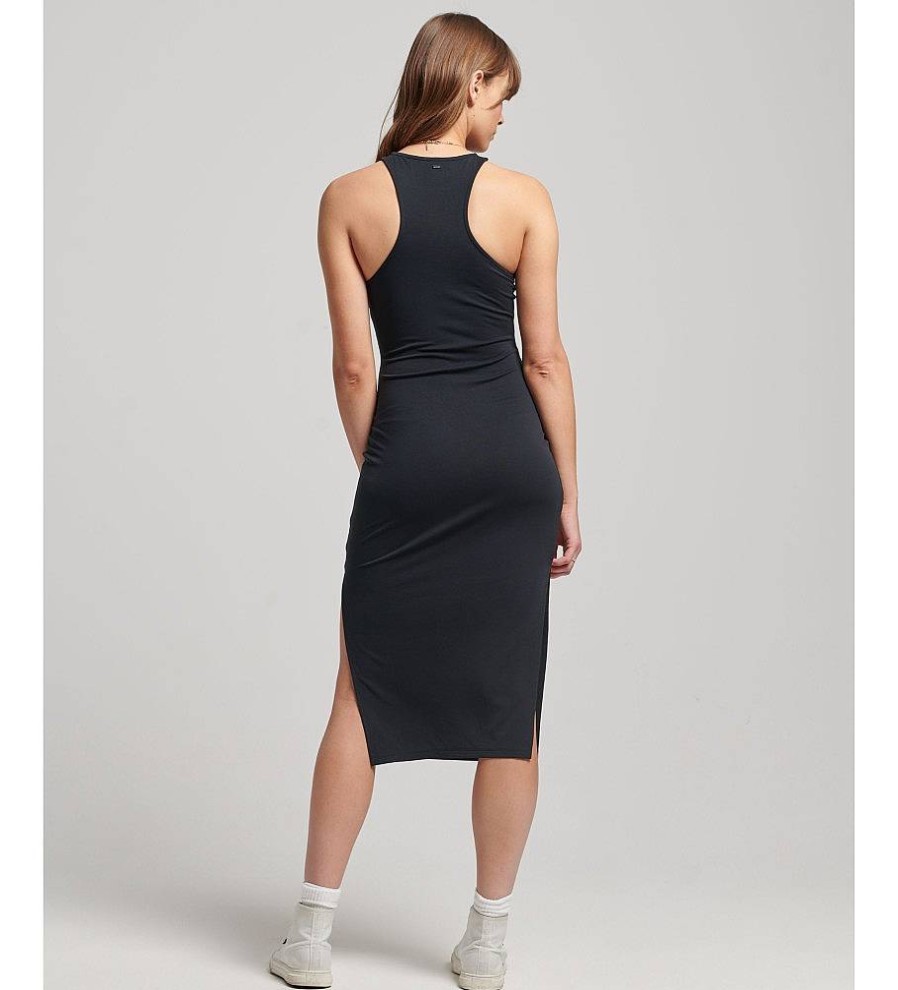 Mujer Superdry Vestidos | Vestido De Punto Con Espalda Olimpica Negro