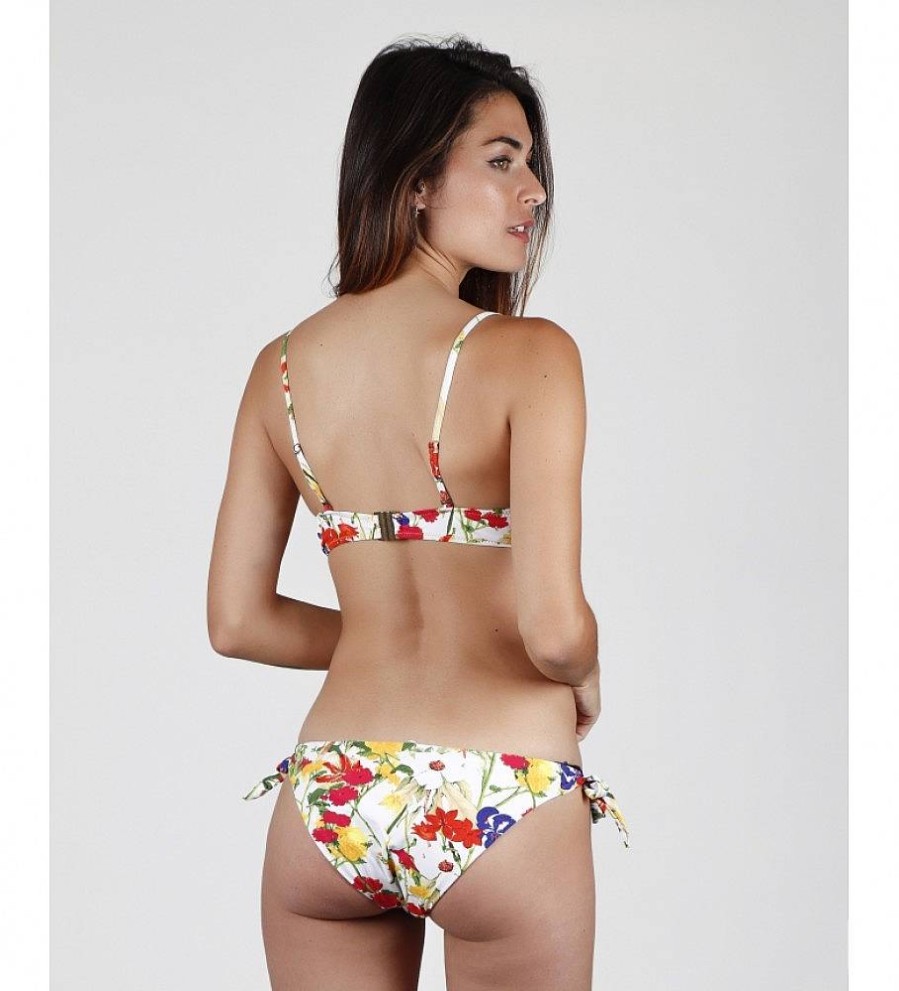 Mujer Admas Moda Bano | Bikini Push Up Happy Flowers Blanco