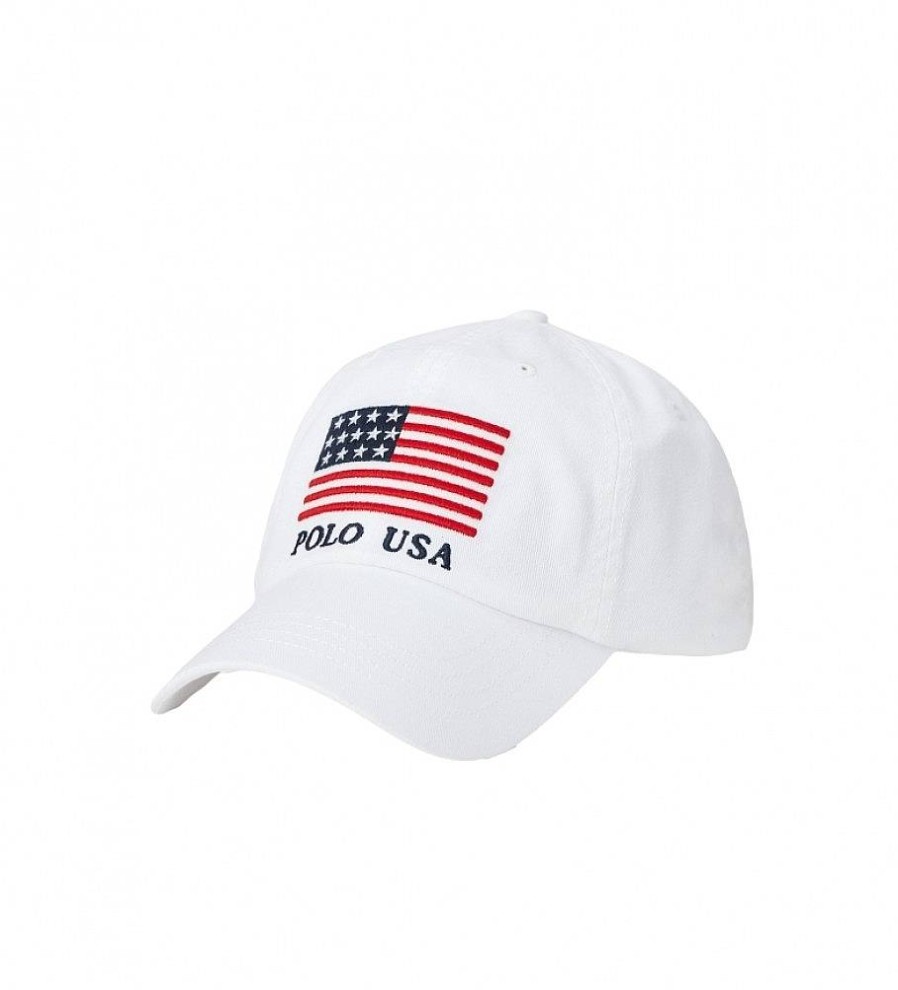 Mujer Ralph Lauren Gorras Y Gorros | Gorra Bandera Blanco