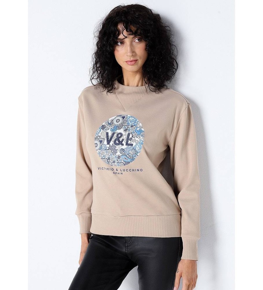 Mujer Victorio & Lucchino, V&L Sudaderas Y Jerseis | Sudadera Grafica Floral Marron