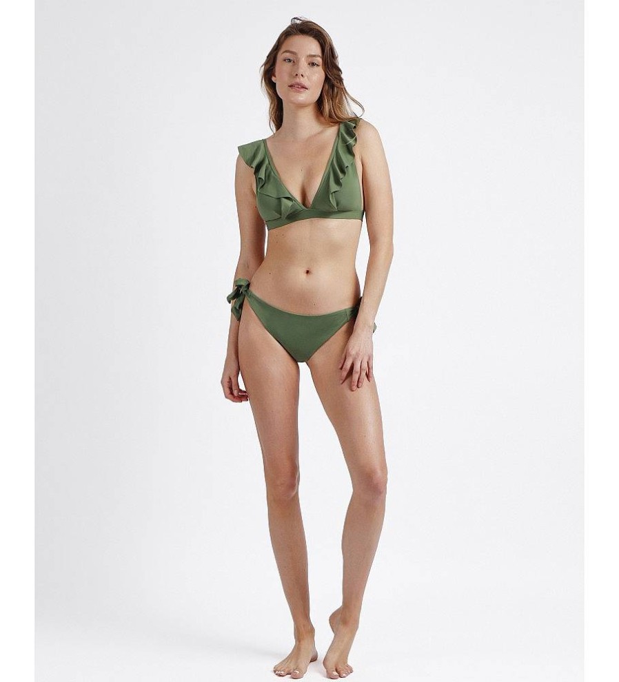 Mujer Admas Moda Bano | Bikini Triangulo Copa Summer Frill Verde