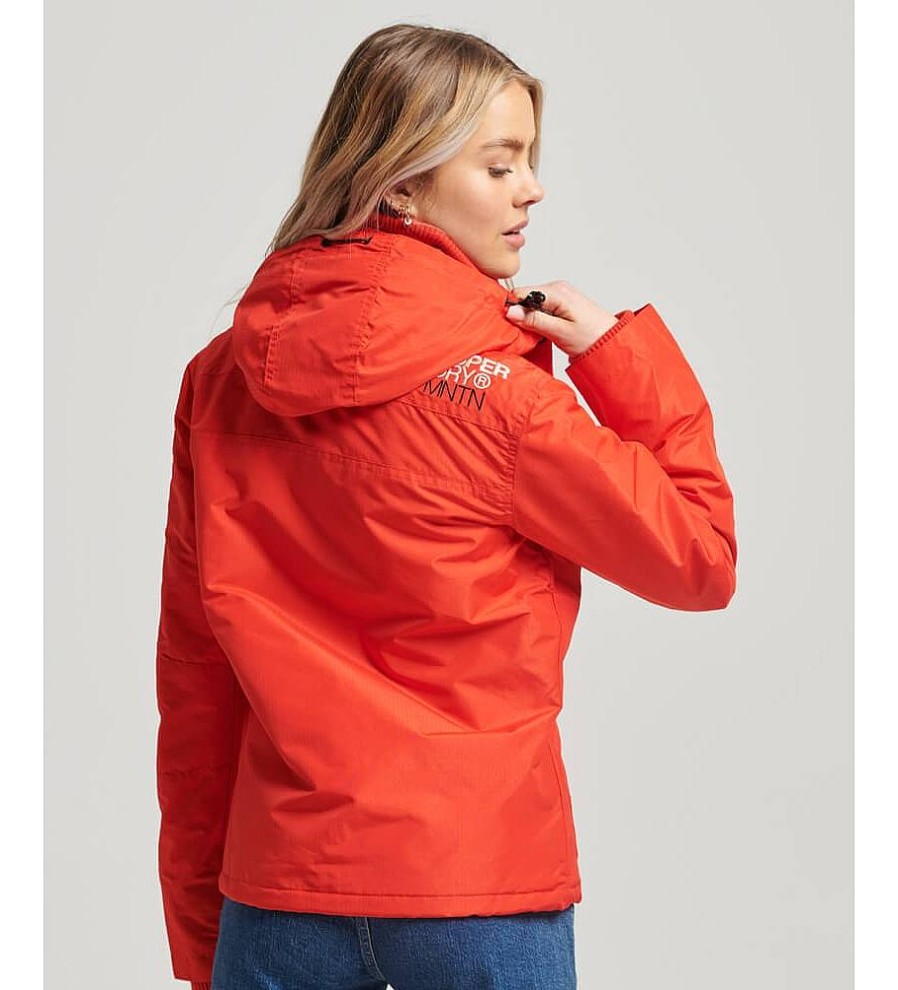 Mujer Superdry Chaquetas Y Abrigos | Chaqueta Cortavientos Con Capucha Mountain Rojo