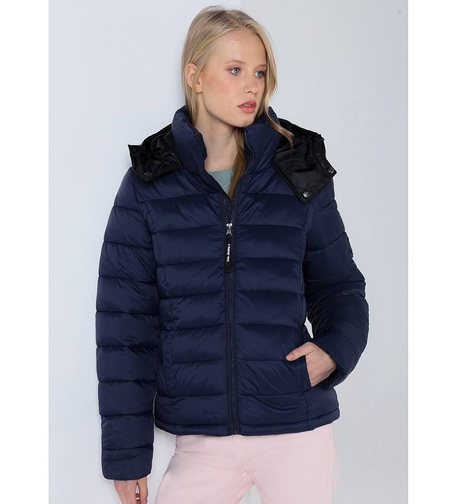 Mujer Lois Chaquetas Y Abrigos | Abrigo Puffer Acolchado Con Capucha Marino