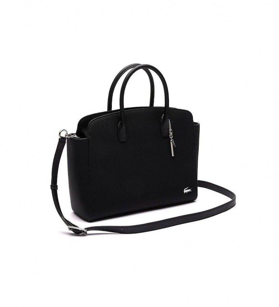 Mujer Lacoste Bolsos | Bolso De Lona Revestida Daily Lifestyle Negro