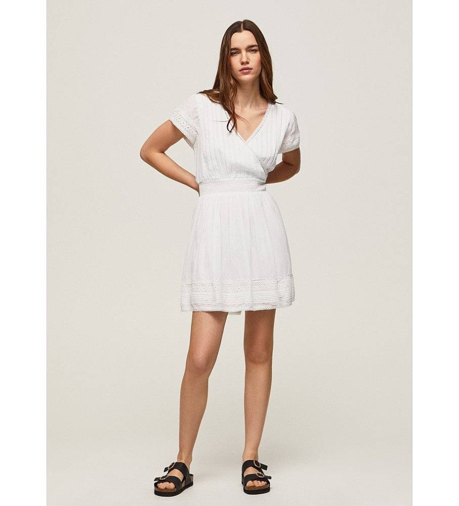 Mujer Pepe Jeans Vestidos | Vestido Poete Blanco