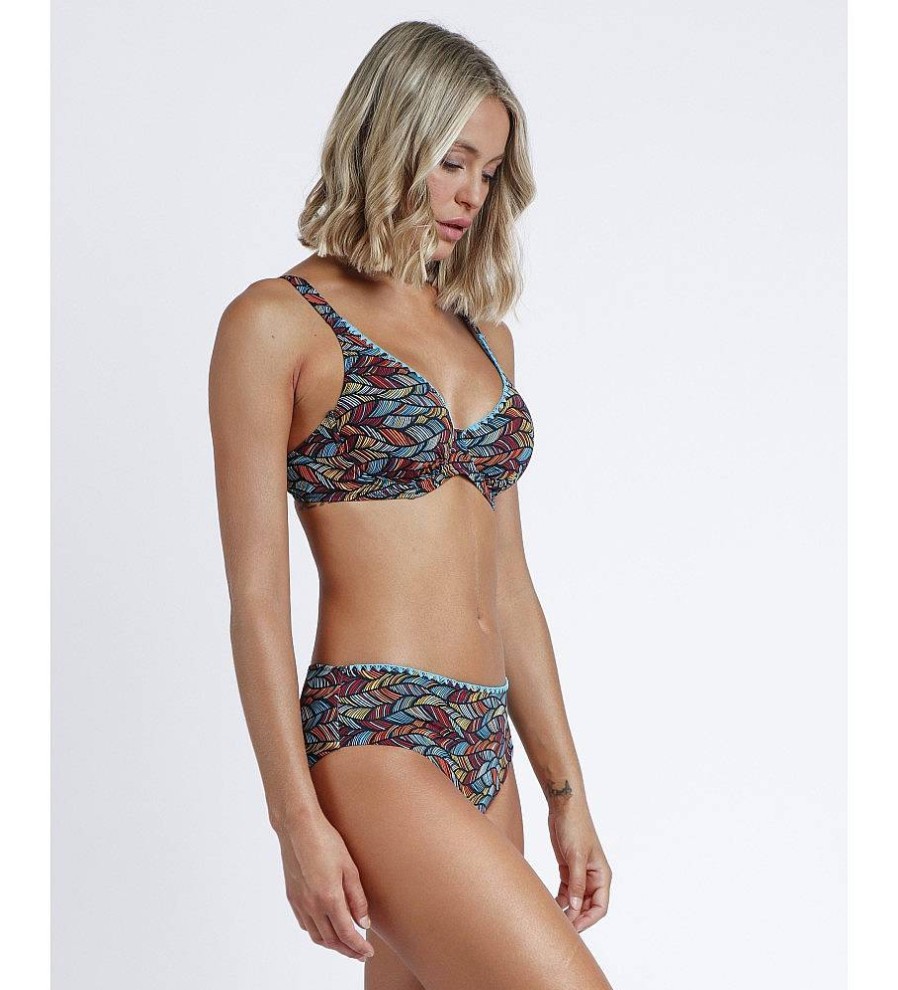 Mujer Admas Moda Bano | Bikini Aro Ethnic Feathers Turquesa