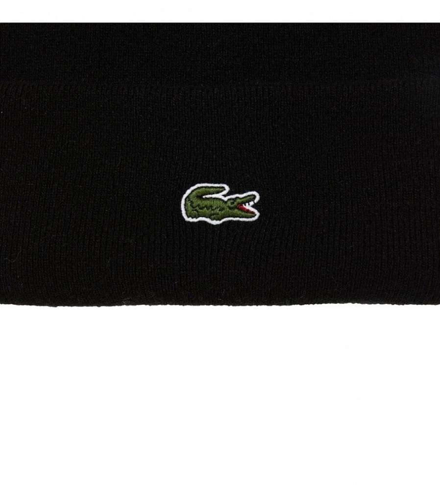 Mujer Lacoste Gorras Y Gorros | Gorro Logotipo Negro