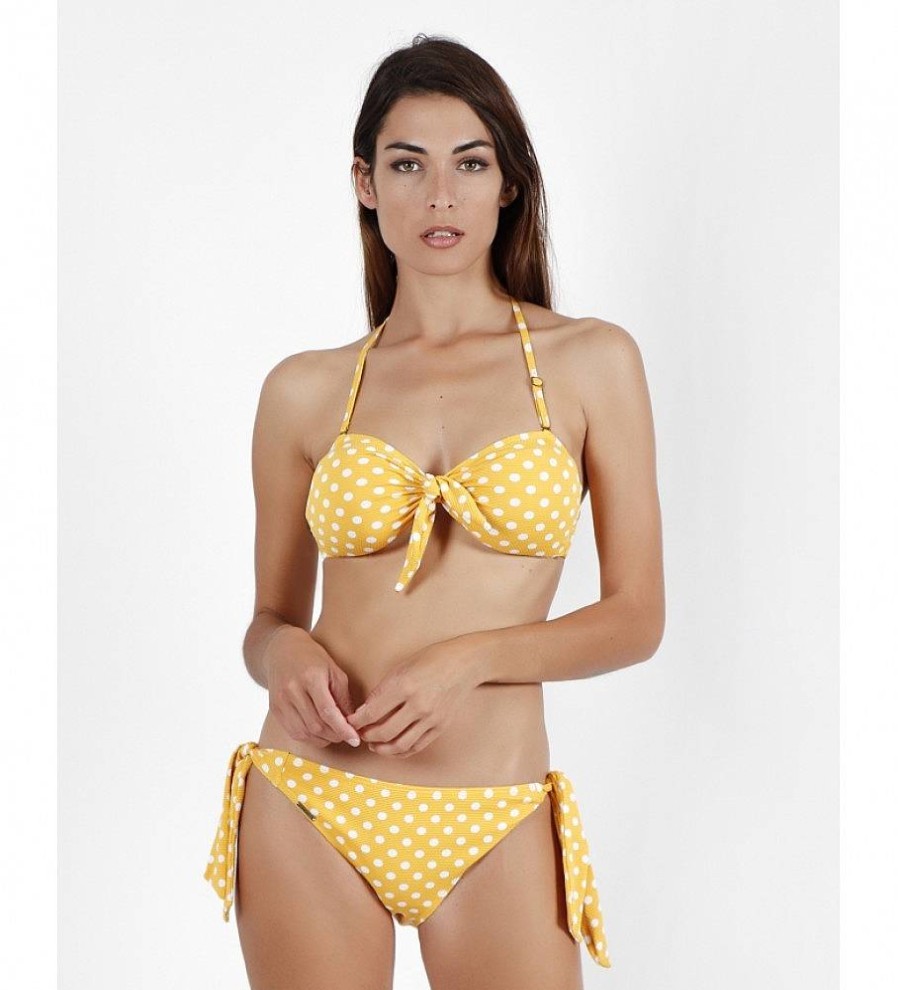 Mujer Admas Moda Bano | Bikini Bandeau Copa Life Dots Amarillo