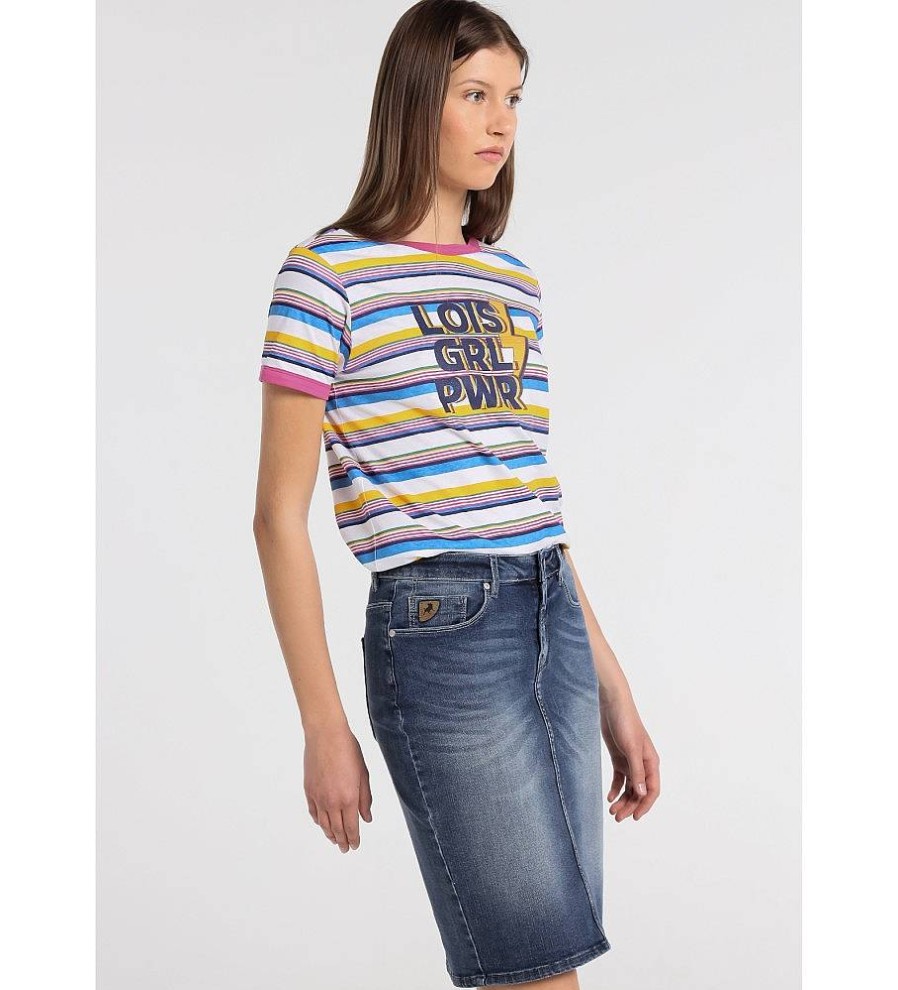 Mujer Lois Faldas | Falda Denim Medium Azul