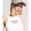 Mujer Tommy Jeans Camisetas | Camiseta Essential Sin Mangas De Corte Slim Blanco