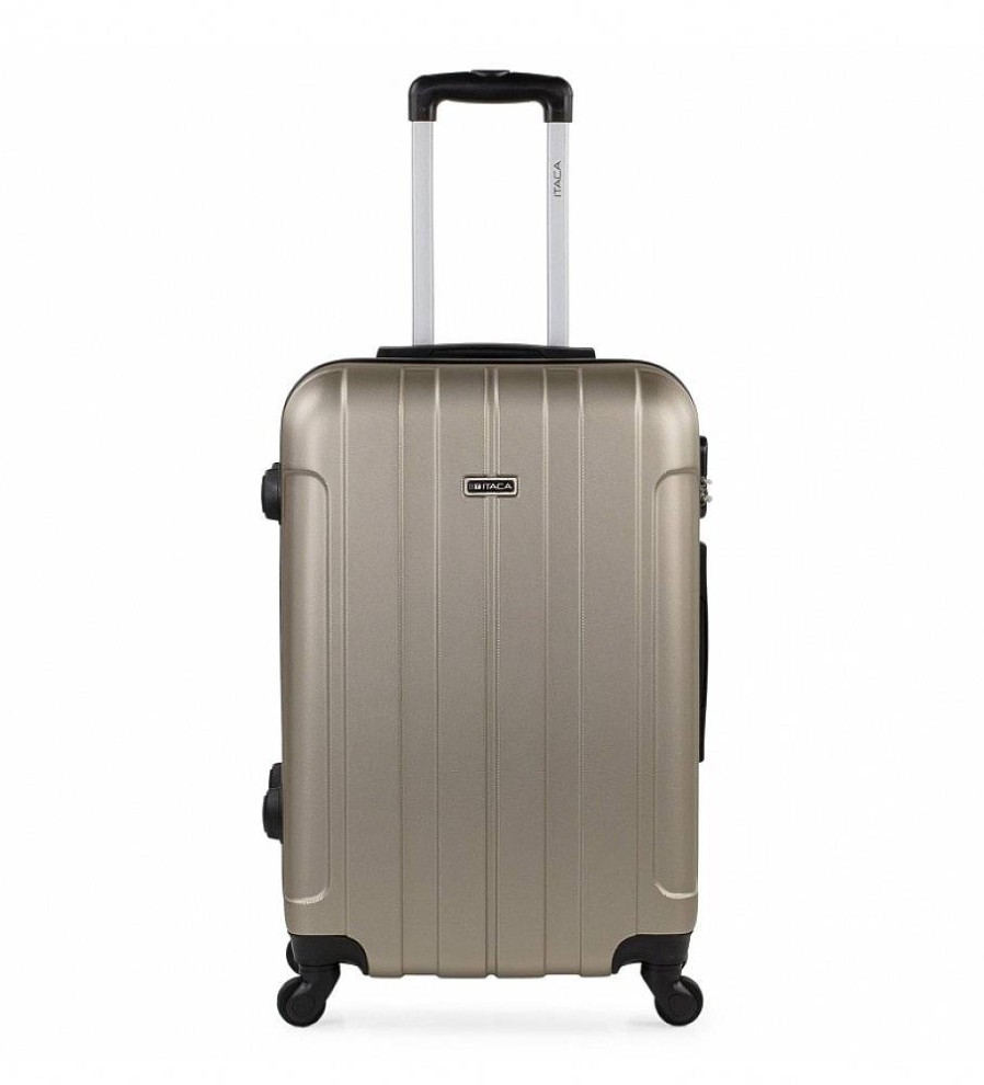 Mujer ITACA Viaje | Maleta De Viaje Mediana Rigida 4 Ruedas 771160 Champagne -63X42X24Cm-