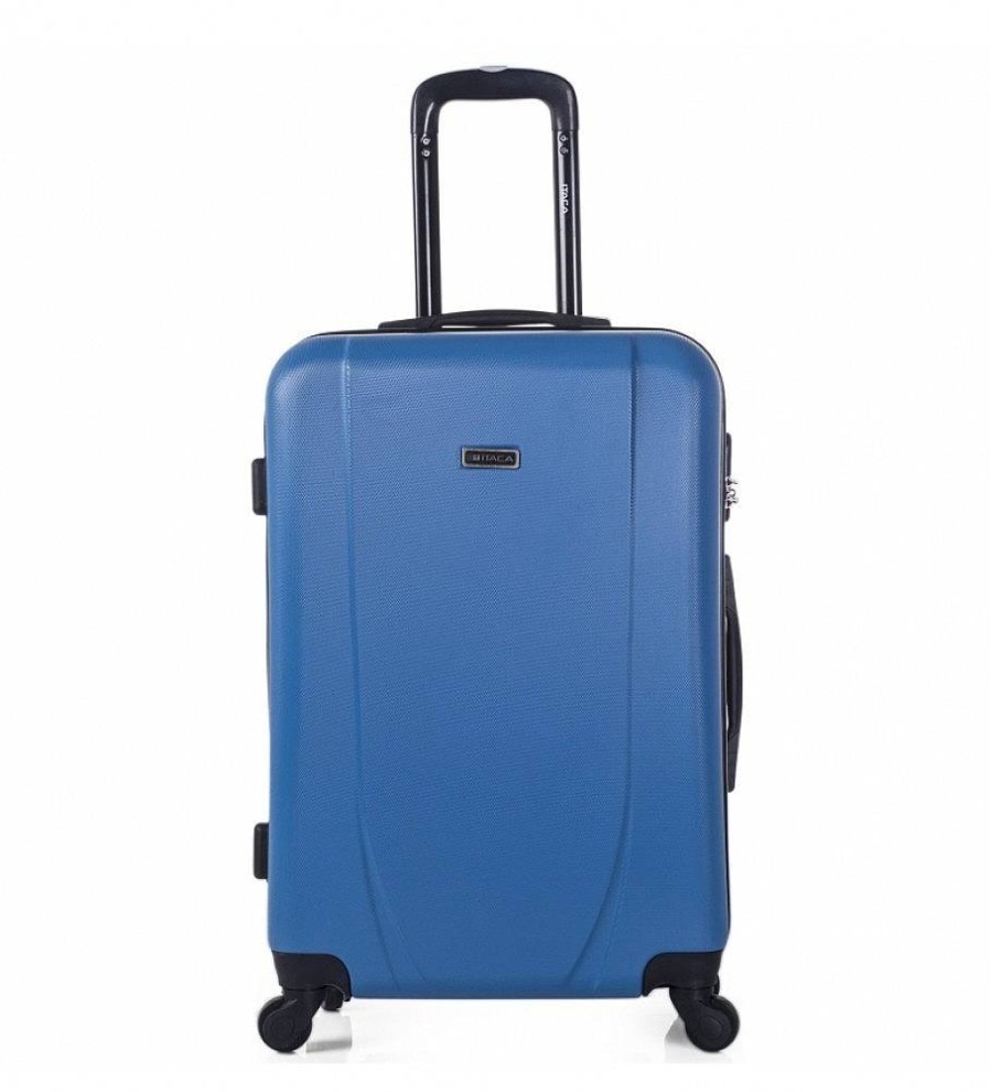 Mujer ITACA Viaje | Maleta De Viaje Rigida 4 Ruedas Trolley Mediana 71160 Azul, Antracita -65X44X24Cm-