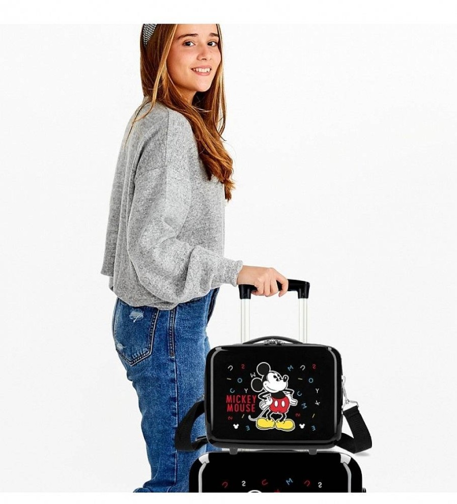 Mujer Joumma Bags Viaje | Neceser Abs Mickey Adaptable Letras Negra -29X21X15Cm-