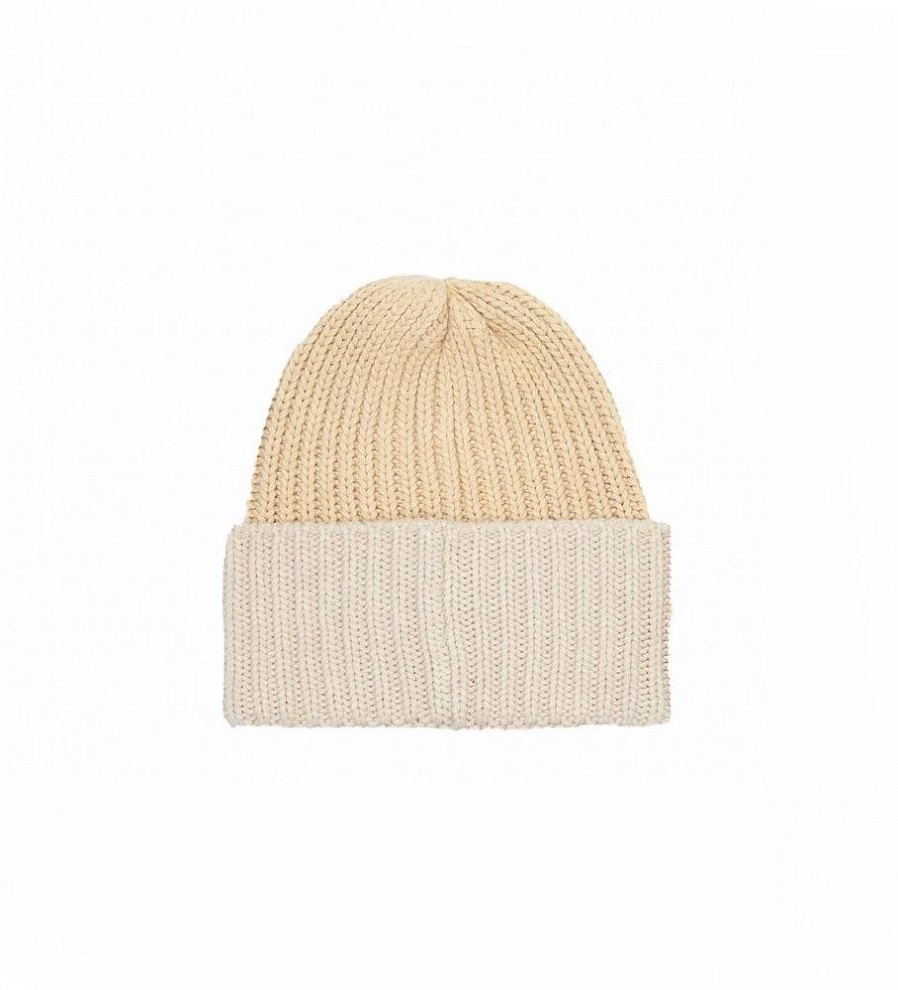 Mujer Tommy Hilfiger Gorras Y Gorros | Gorro Chic De Punto Elastico Con Monograma Beige