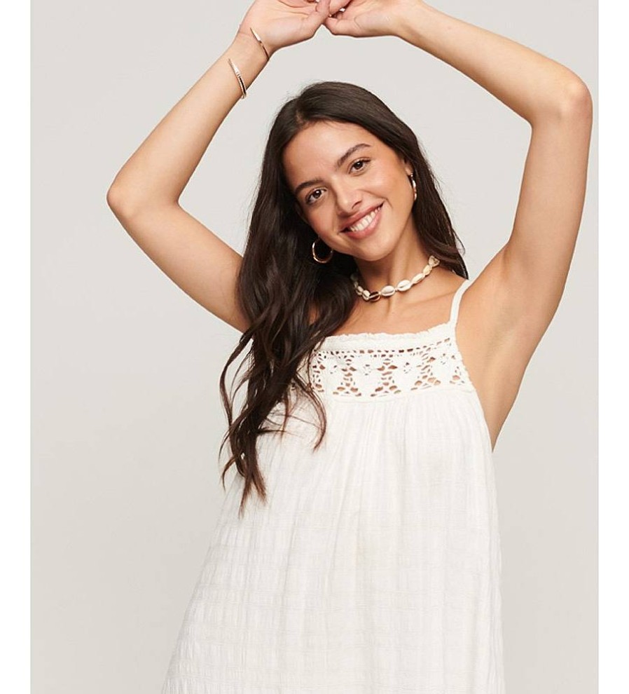 Mujer Superdry Vestidos | Vestido Vintage Blanco