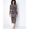 Mujer Victorio & Lucchino, V&L Vestidos | Vestido Midi Fluido Con Estampado Animal Negro