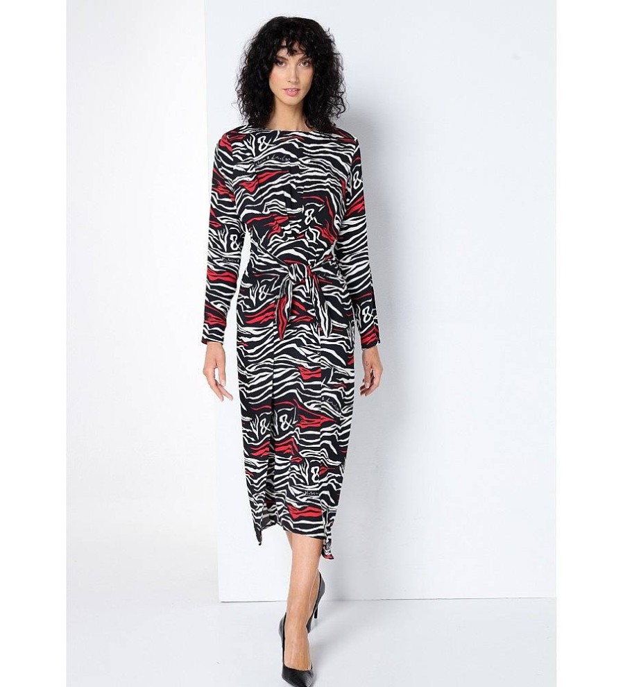 Mujer Victorio & Lucchino, V&L Vestidos | Vestido Midi Fluido Con Estampado Animal Negro