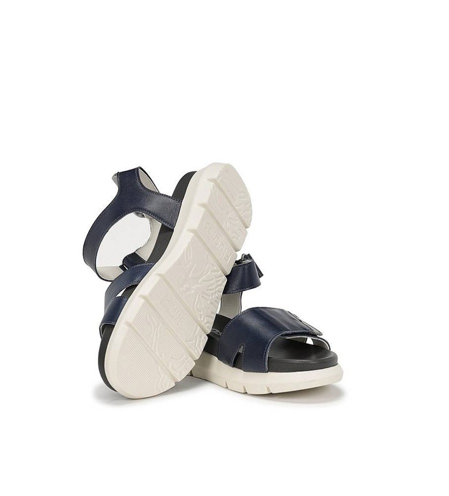 Mujer Fluchos Sandalias | Sandalias De Piel Hellen F1708 Marino -Altura Cuna 5Cm-