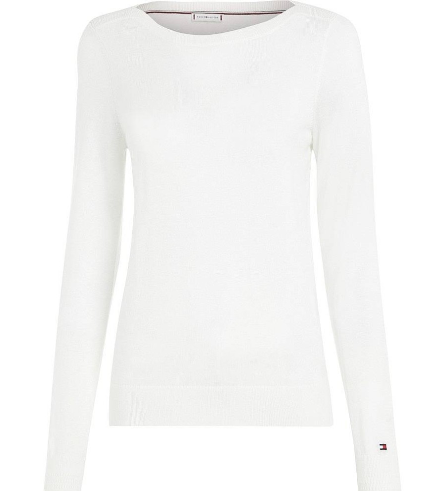 Mujer Tommy Hilfiger Sudaderas Y Jerseis | Jersey Stitch Cuello Barco Blanco