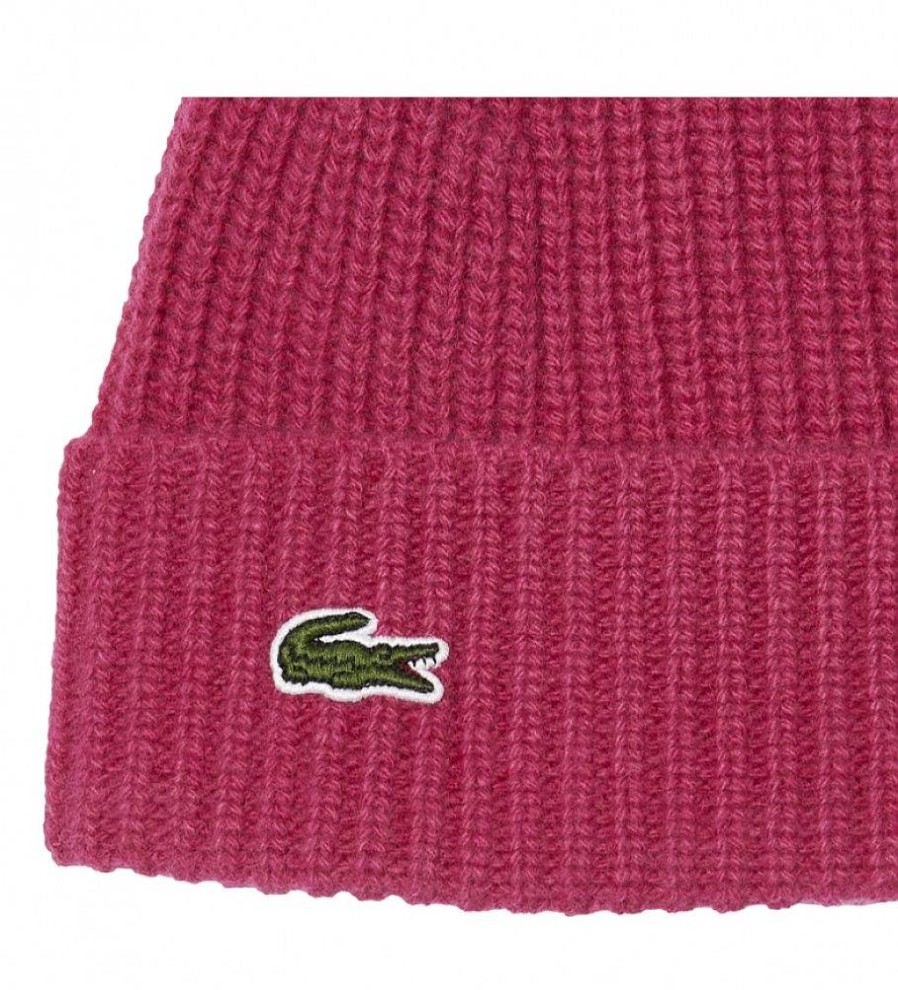 Mujer Lacoste Gorras Y Gorros | Gorro Con Logo Rojo Rosaceo