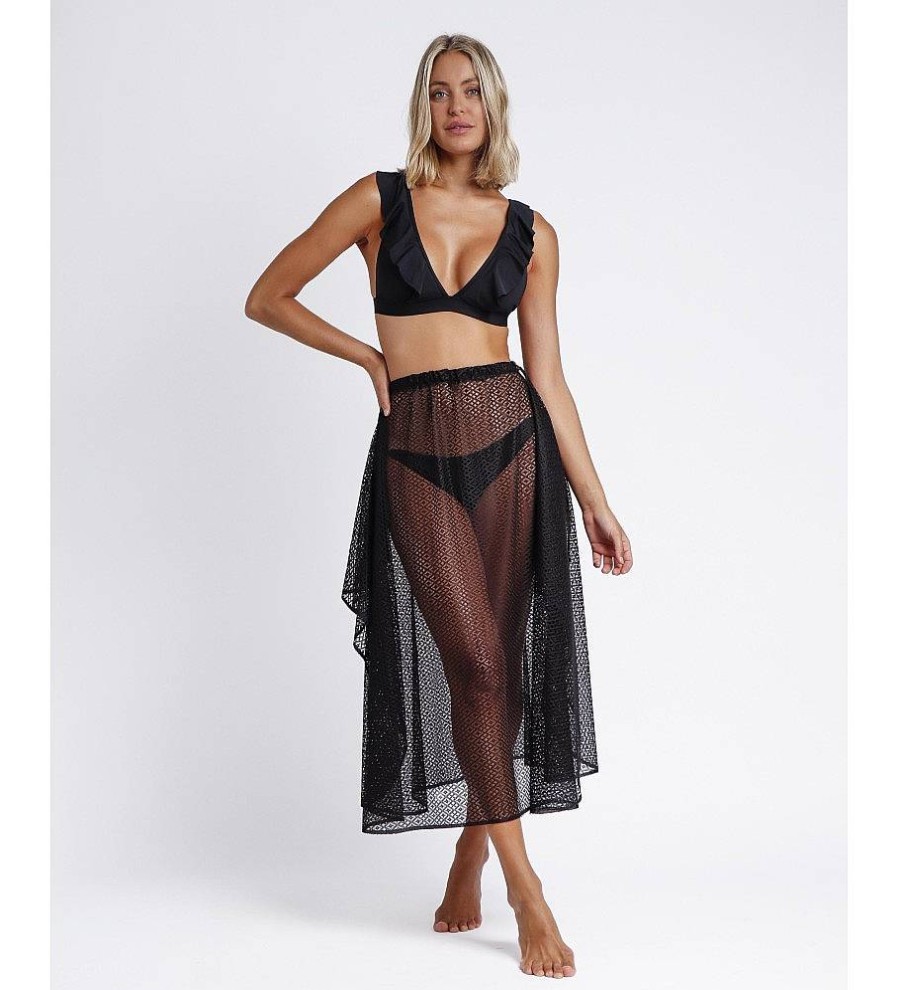 Mujer Admas Faldas | Falda Playa Crochet Night Skirt Negro