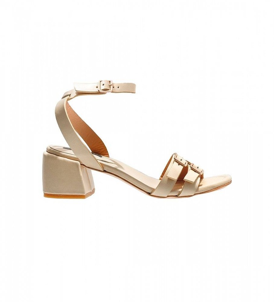 Mujer Neosens Sandalias | Sandalias De Piel Ozana Beige -Altura Tacon 5,5Cm-