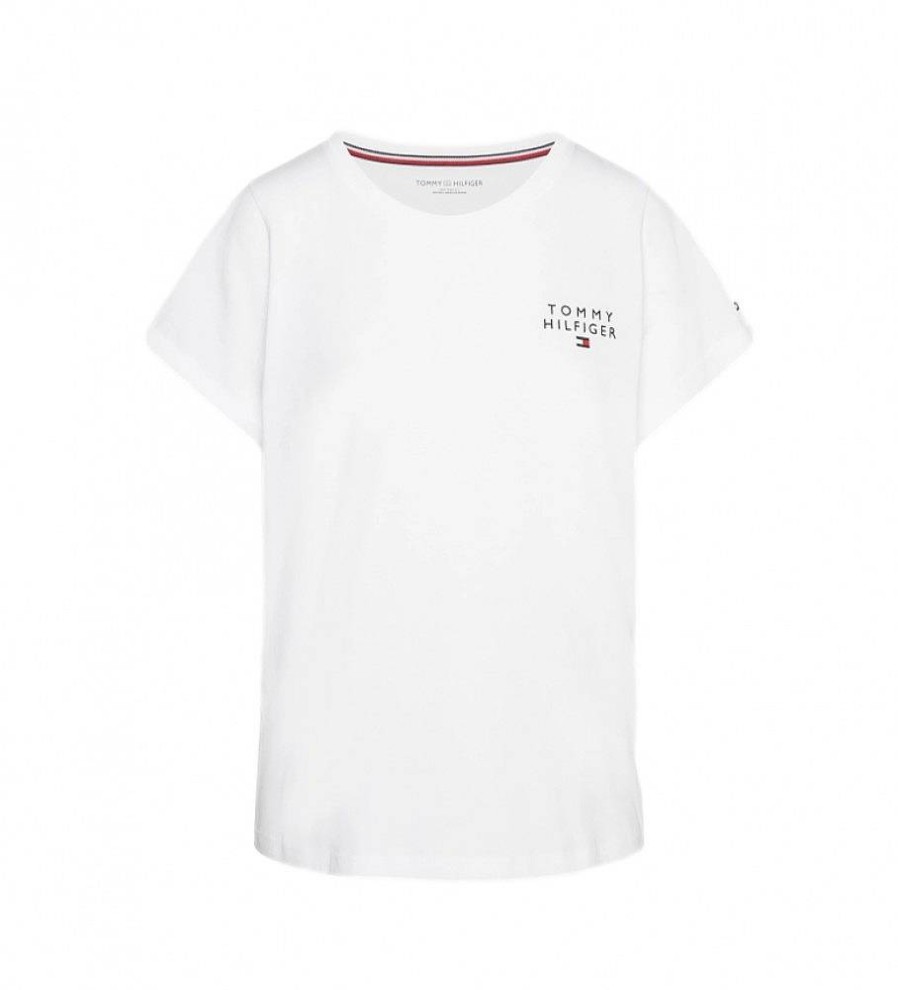 Mujer Tommy Hilfiger Camisetas | Camiseta Con Vuelta Blanco