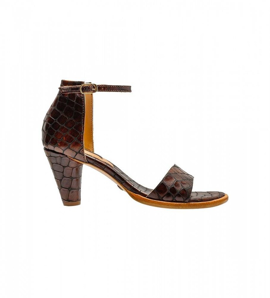 Mujer Neosens Sandalias | Sandalias De Piel S990 Montua Marron -Altura Tacon 7,5Cm-