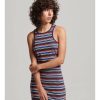 Mujer Superdry Vestidos | Vestido Logotipo Vintage Stripe Racer Marron